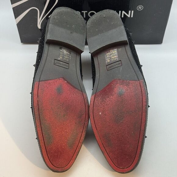 Alberto Fellini Sparko 24 Dress Shoes Men\'s 13 Loafers Black with Red Sole Spike
